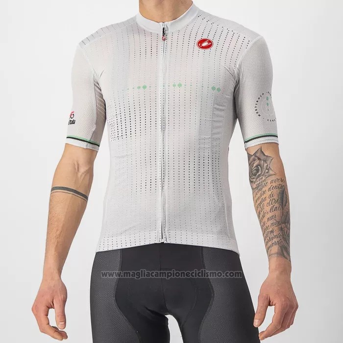 2022 Abbigliamento Ciclismo Giro d'Italia Bianco Verde Manica Corta e Salopette